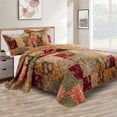 thumbnail image 6 of Kamet 2 Piece Fabric Twin Size Bedspread Set with Floral Prints, Multicolor- Saltoro Sherpi, 6 of 6