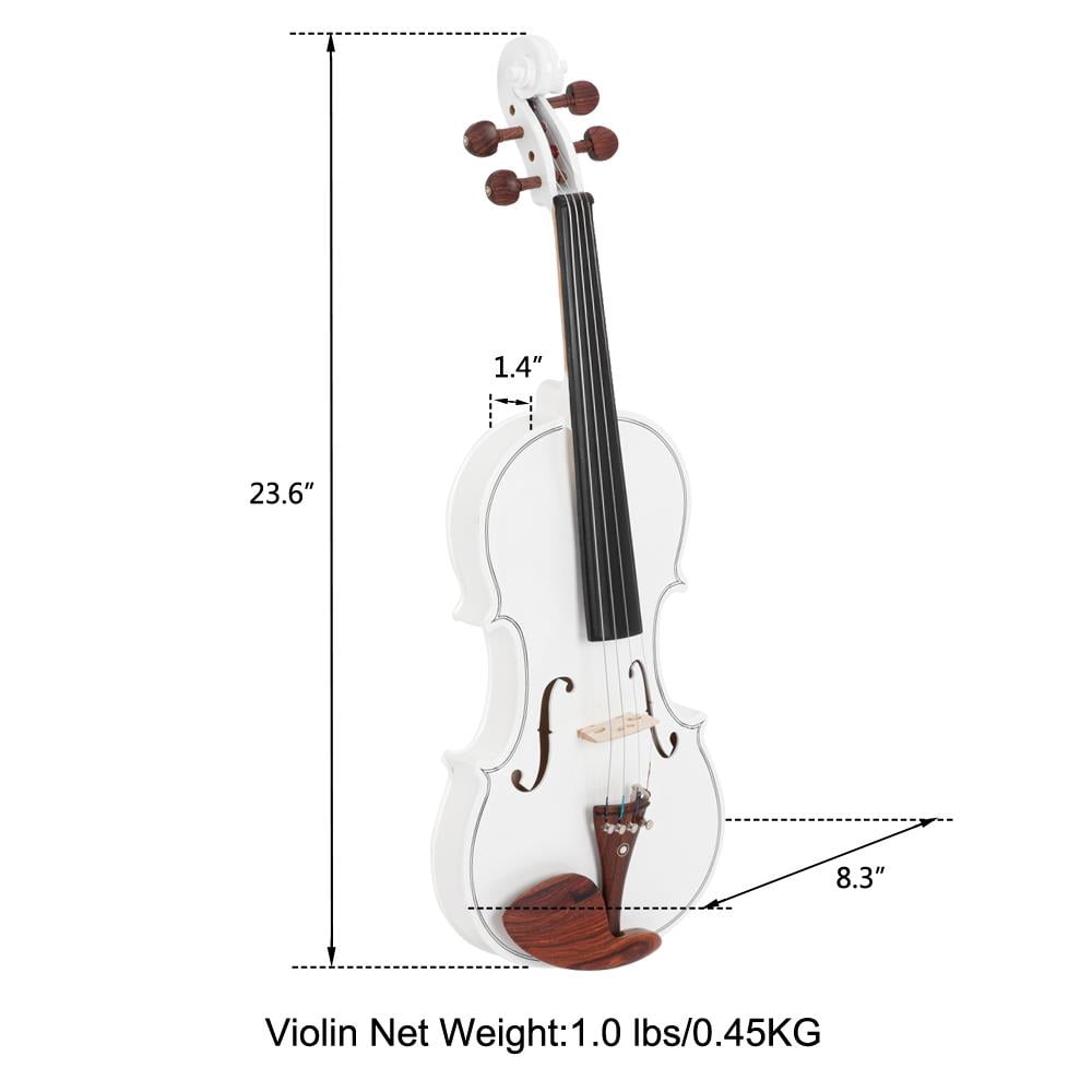 Glarry 4/4 Violin for Beginner with Case, Bow,Shoulder, Matte White