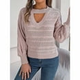 thumbnail image 6 of Duoif Sweaters for Women Trendy Women's Casual Long Sleeve Sweaters Choker Neck Cut Out Fall Pullover Sweaters Oversized Drop Shoulder Knit Tops Women's Sweaters Womens Tops Pink M, 6 of 8