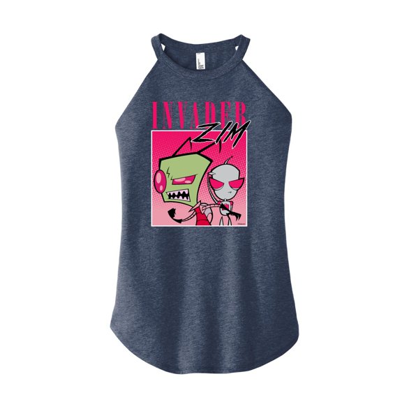 Invader ZIM - GIR and ZIM - Retro Style - Juniors High Neck Tank Top
