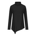 thumbnail image 3 of Fall Shirts for Women 2025 Solid Color Flowy Turtleneck Ruffle Hem Loose Going Out Tops Long Sleeve Shirts for Women, 3 of 5
