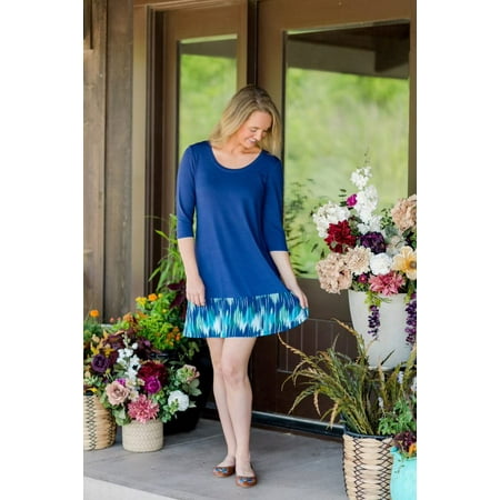 The Pioneer Woman Border Print Dress with 3/4-Length Sleeves, Women’s