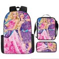 thumbnail image 1 of Barbie Princess Backpack Three-Piece Pink Barbie Girl Backpack Large Capacity Student Backpack, 1 of 2