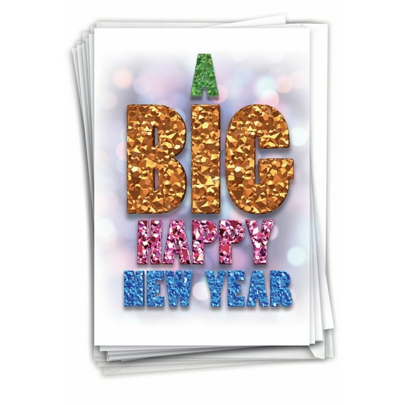 12 Funny New Year Greeting Cards (1 Design, 12 Cards) - A Big Happy -Festive