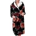 thumbnail image 1 of Women's Fleece Plush Robe Long Warm Plush Bathrobe Loungewear Jacket Printed Comfort Robe, 1 of 5