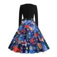 thumbnail image 3 of VSNOW Women 50s 60s Vintage Dresses Long Sleeve Christmas Party Swing Dress, 3 of 4