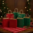 thumbnail image 6 of 32 Pcs Paper Gift Bags Bulk with Handle, 6.3 x 3.2 x 8.6 Inch Assorted Colors Kraft Goodie Candy Treat Gift Wrap Bags for Wedding Birthday Graduation Father Day(Green and Red), 6 of 6