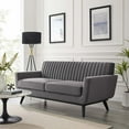 thumbnail image 2 of Tufted Loveseat Sofa, Velvet, Grey Gray, Modern Contemporary Urban Design, Living Lounge Room Hotel Lobby Hospitality, 2 of 7