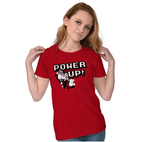 Popeye Pixel Cartoon Spinach Power Up Women's T Shirt Ladies Tee Brisco Brands S