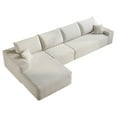 thumbnail image 3 of MAYEERTY 135" Cloud Sectional Couch with L-Shape Chaise, Modern Modular Deep Seat Sofa, No Assembly Plush Corduroy Fabric, White (3 packages), 3 of 6