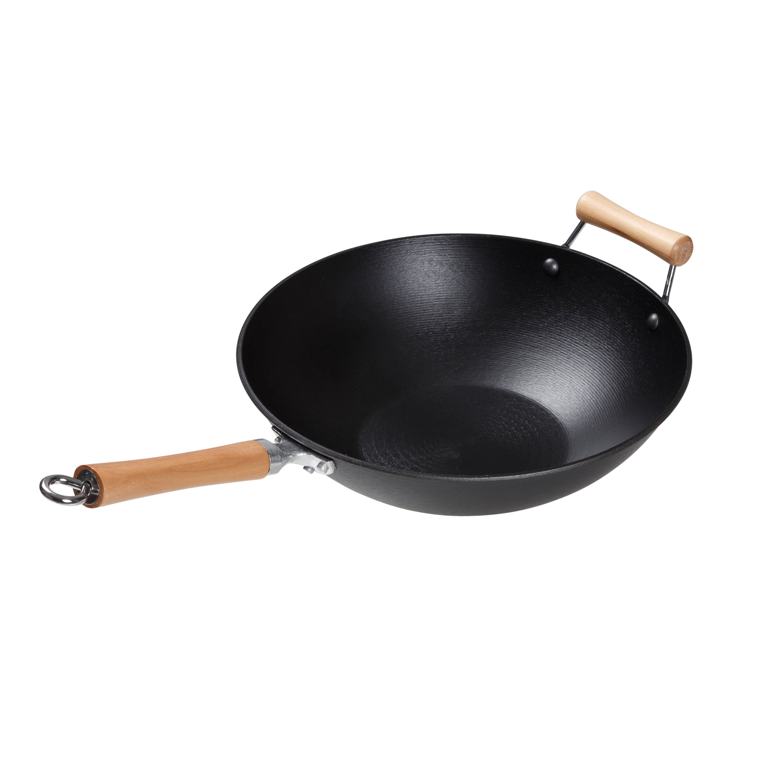 JOYCE CHEN Joyce Chen Professional Series Small 11.5 in. Dia. Black Cast  Iron Wok with Maple Handle J23-0003 - The Home Depot