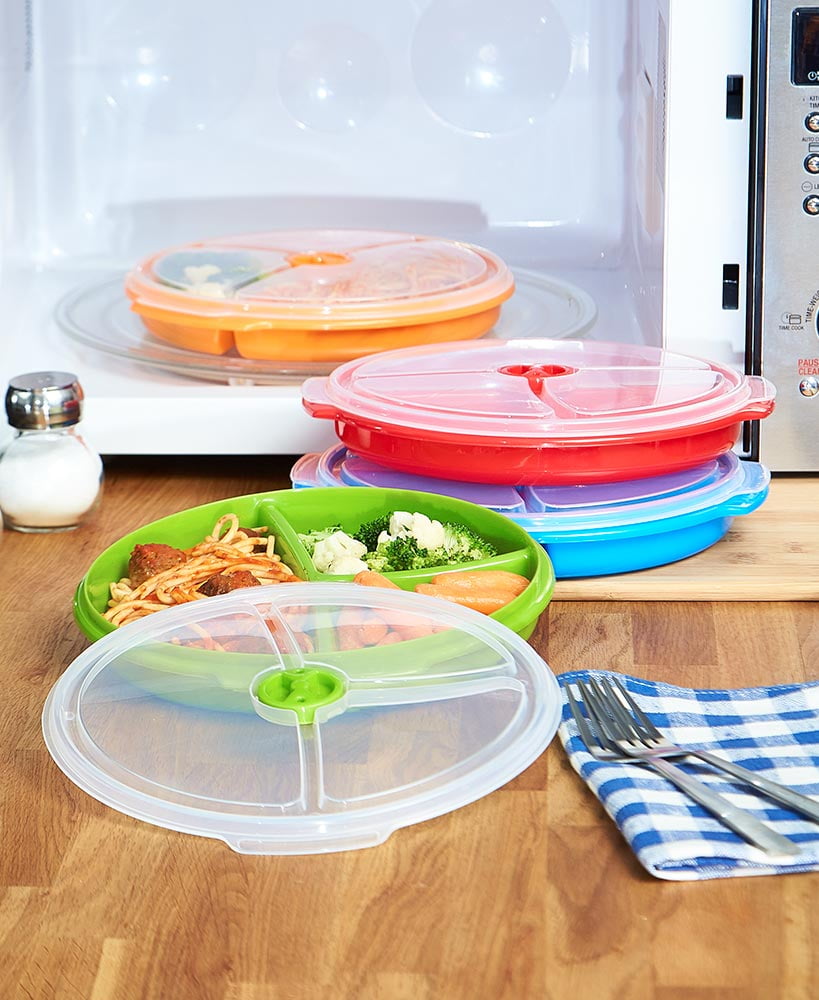 Set of 4 Divided Food Storage Plates Plates
