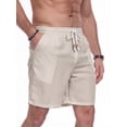 thumbnail image 4 of GIRUNS Men's Linen Shorts Casual Summer Beach Drawstring Elastic Waist Shorts with Pocket White 2XL, 4 of 7