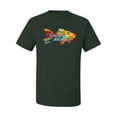thumbnail image 2 of Wild Bobby, Colorful Rainbow Goldfish Animal Lover Men's Graphic T-Shirt, Forest Green, Medium, 2 of 3
