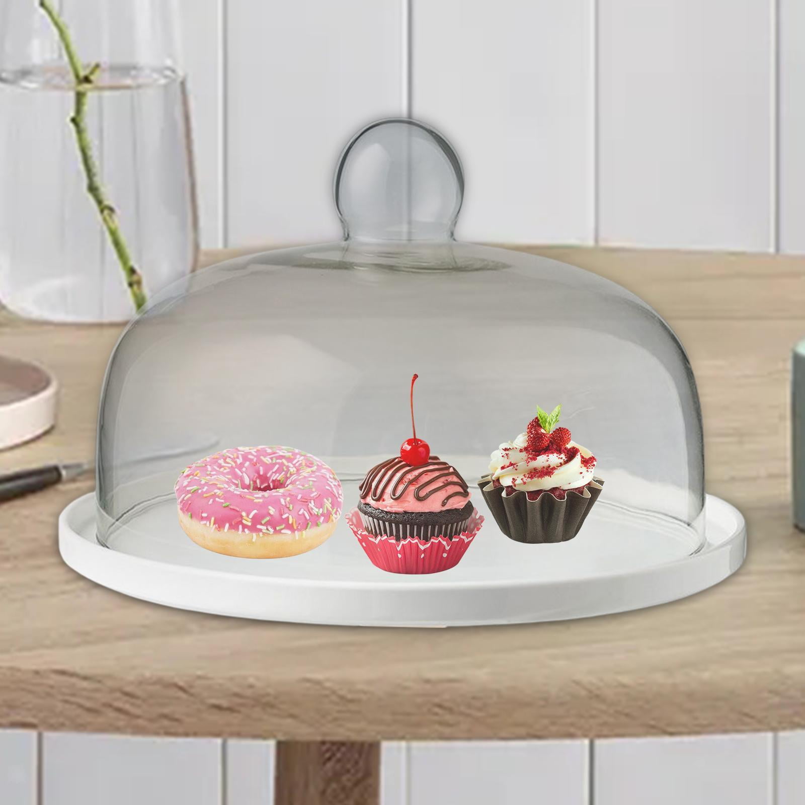 Clear Cake Stand Dome Lid Glass Cover Serving Tray Dessert Display For