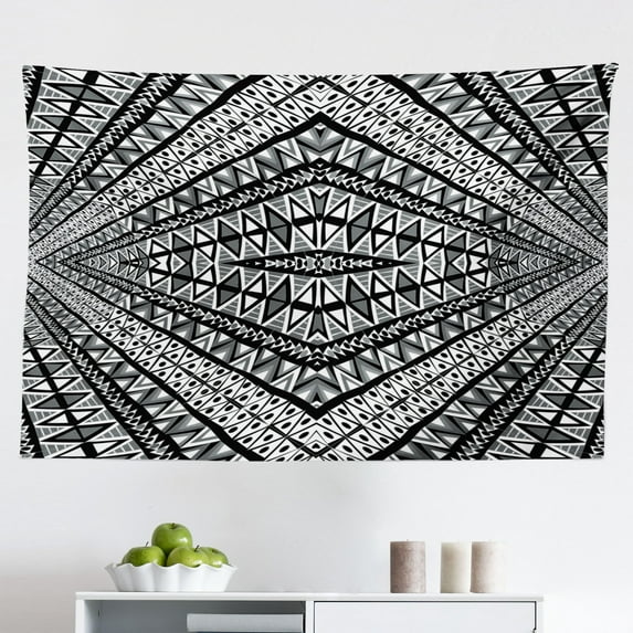 Psychedelic Tapestry, Occult Human on Foreground of Planetary Space System Magic, Fabric Wall Hanging Decor for Bedroom Living Room Dorm, 2 Sizes, Pale Grey and Off White, by Ambesonne