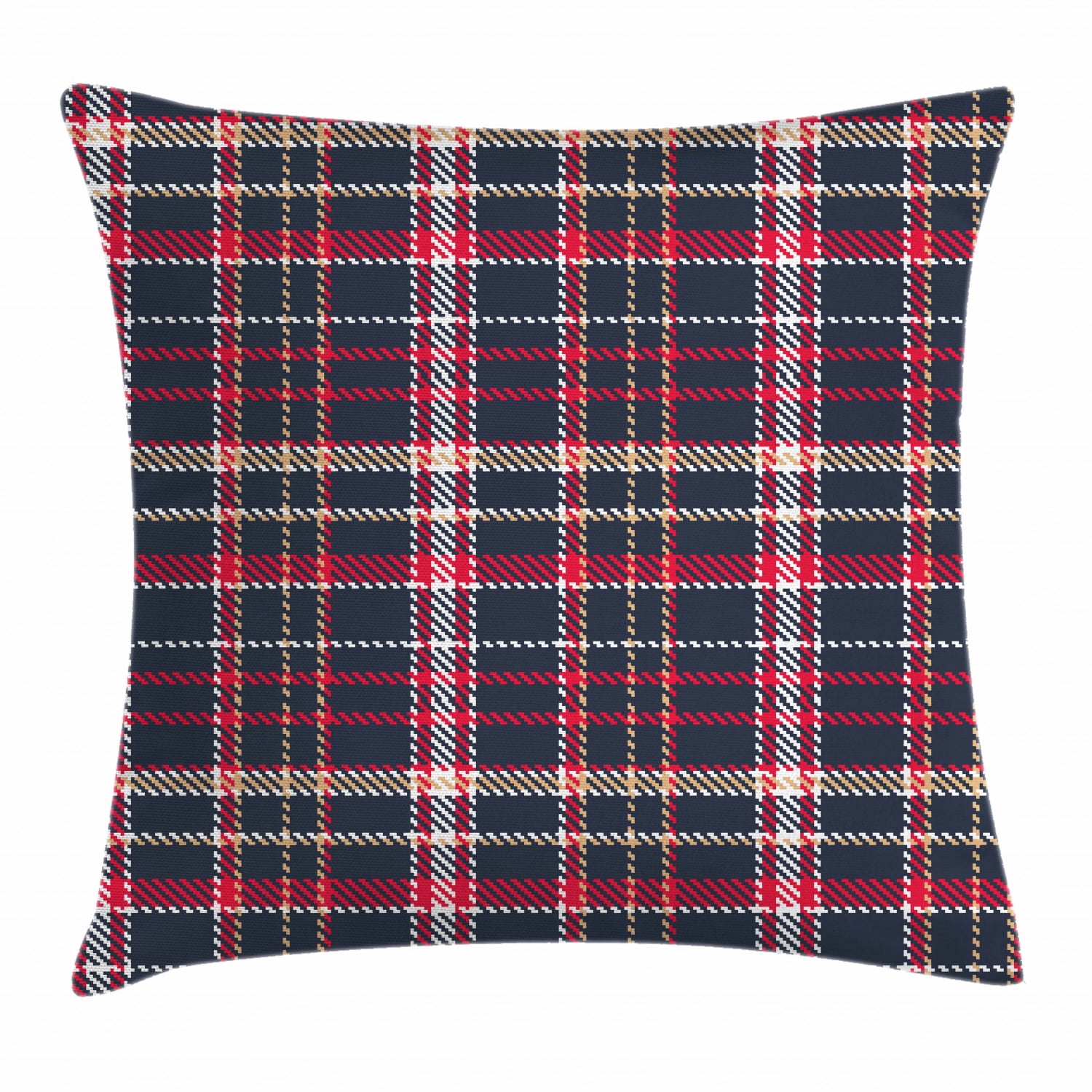 Red Plaid Throw Pillow Cushion Cover, Classic Quilt Checkerboard