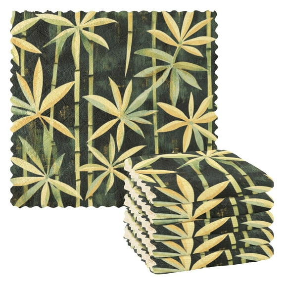 6 Pieces of Kitchen Towels 11x11Inch Kitchen Dish Cloths Kitchen Dish Towels Reuseable Cleaning Cloths Bamboo Leaf