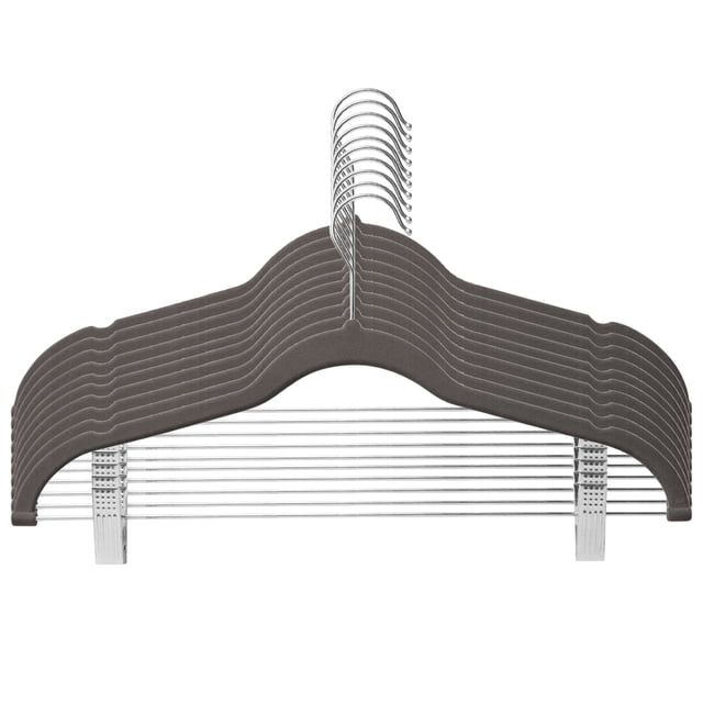 5/10pcs Clothes Hangers with Movable Clips Velvet Ultra Thin No Slip Rack Skirt Pants Hangers