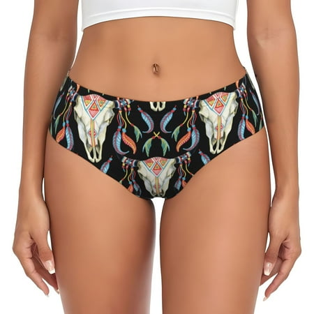 Womens Underwear - Exotic buffalo skull cool No Show Seamless Underwear for Women  Soft Stretch Womens Panties  Hipster Ladies Panties Bikini Underwear Briefs