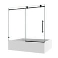 thumbnail image 5 of 60x63'' Matte Black Frameless Shower Door, Bathroom Sliding Shower Door with 304 Stainless Steel Pulleys & Adjustable Soft Closing Function, 5 of 9