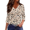 thumbnail image 2 of Womens 3/4 Length Sleeve V Neck Tunic Tops Casual Floral Printed Loose Fit Dressy Blouses for Work Complexion XL, 2 of 5