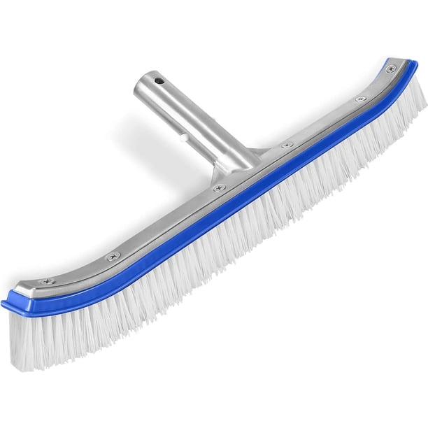 Limpiador de piscinas de alta resistencia, cepillo de piscina con estructura de aluminio reforzado para estanques sobre el suelo, spas y jacuzzis con área de barrido amplia, cerdas de nailon de alta