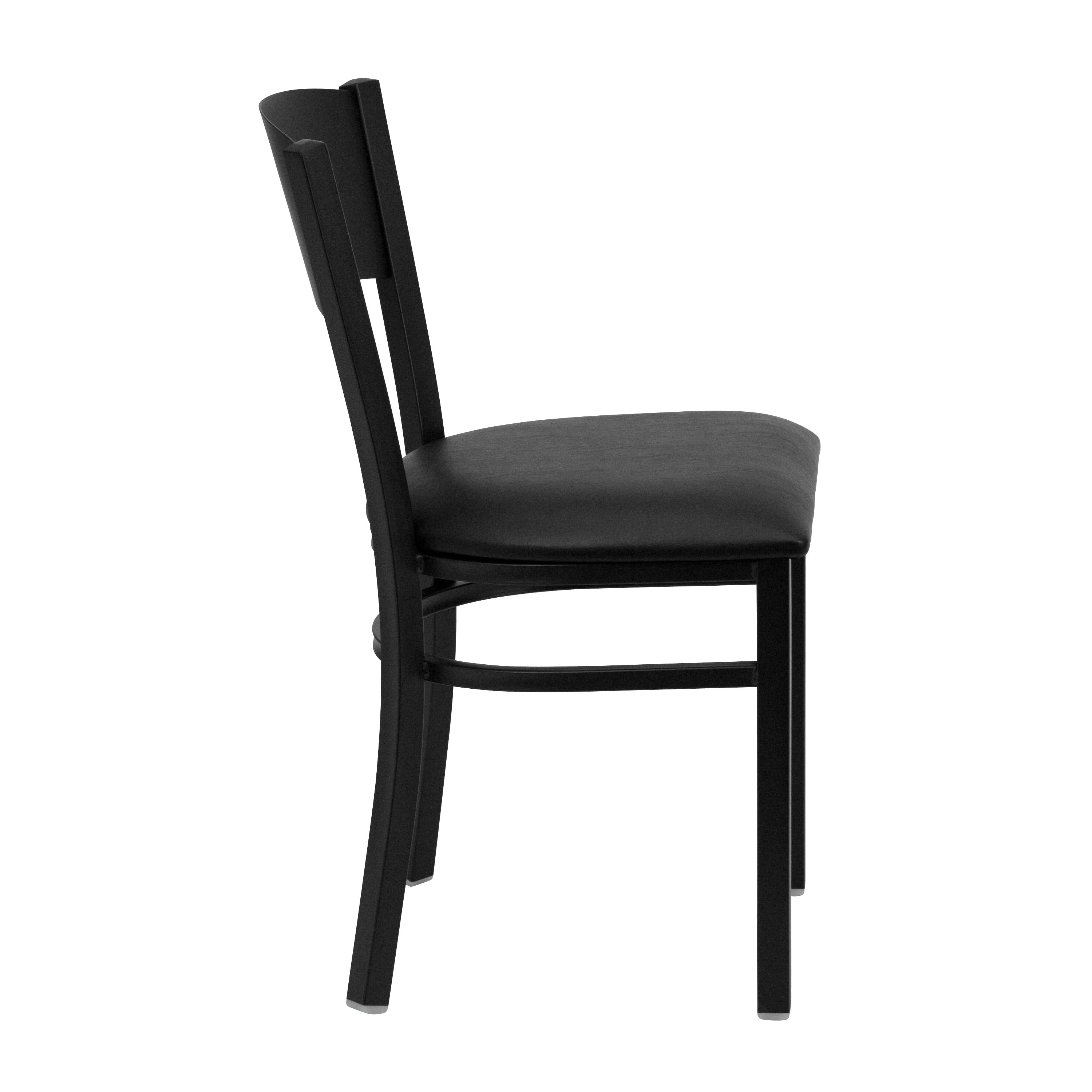 Flash Furniture 2 Pk. HERCULES Series Black Circle Back Metal Restaurant Chair - Black Vinyl Seat