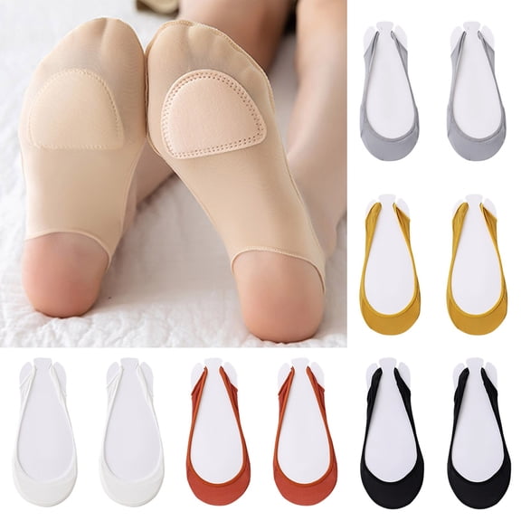 Kcolen Women's Comfort No-Show Socks Women's Ballet Flat Solid Grip Footwear Ice Stockings Non- Hollow Boat