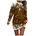 thumbnail image 1 of Wyzesi Robe Décontractée Femme Robe Chandail de Noël Imprimée Col Rond Manches Longues Ample Sans Capuche Robe Décontractée Rouge Robes pour Femmes Fête Longue, 1 of 5