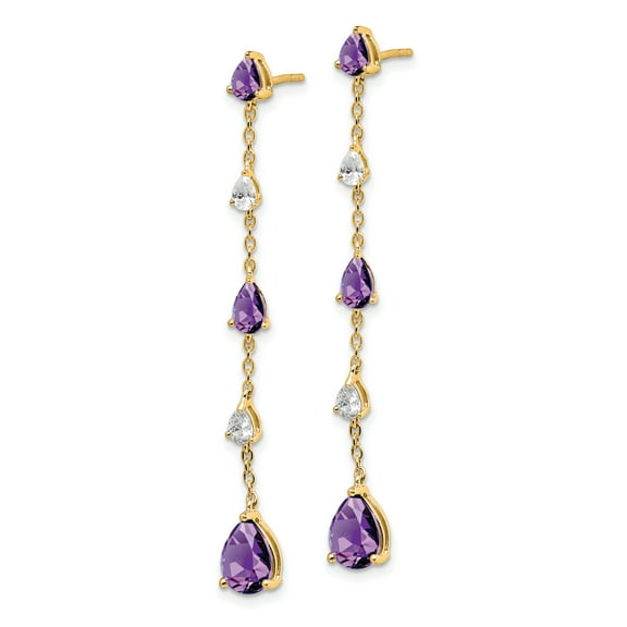 Primal Gold 14 Karat Yellow Gold Amethyst and White Topaz Earrings