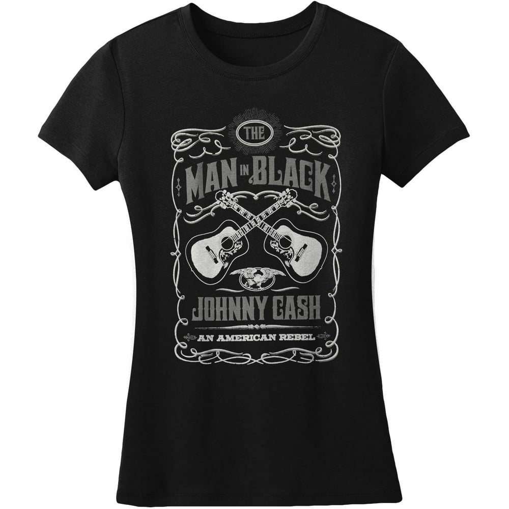 Johnny Cash - Johnny Cash MIB Guitar Women's Tee Junior Top Medium ...