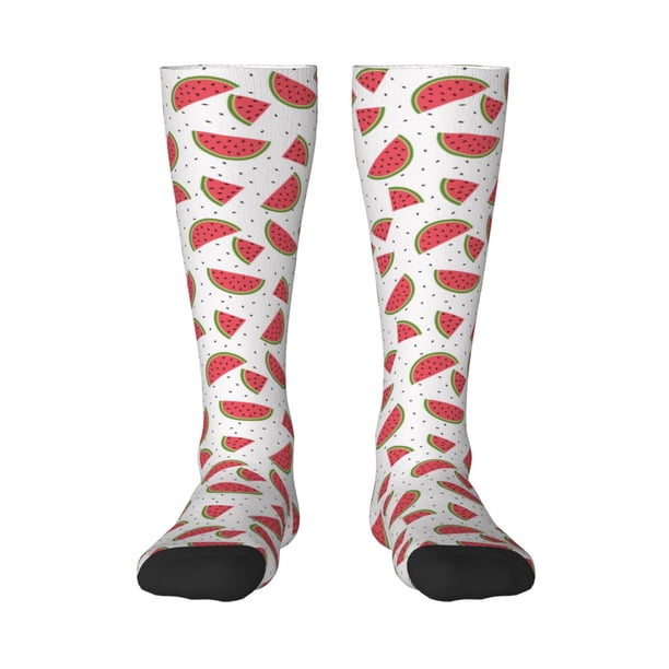 Fotbe Hand Drawn Watermelon Calcetas Divertidas Estampadas para Hombre y Mujer, Calcetas de Algodón hasta la Rodilla para Caminar, Correr, Enfermería y Embarazo