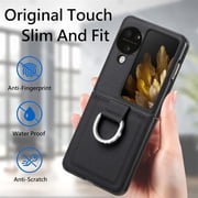 for Oppo Find N3 Flip Case with Ring, Slim PU Leather Protective Cover Phone Case Oppo Find N3 Flip ZH Black