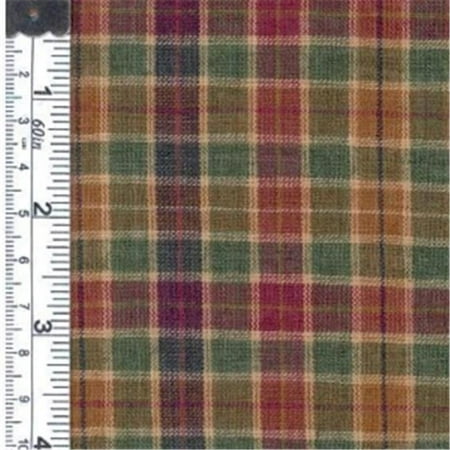 Textile Creations 1315 Rustic Woven Fabric, Medium Plaid Green, Raspberry And Olive, 15 yd.