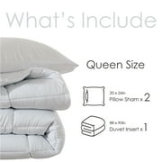 Queen Size 3-Piece All-Season Down Alternative Comforter Set Deep Black (Comforter and Pillowcase Bedding Set / bed in a bag) for Adults and Teens by KINMEROOM