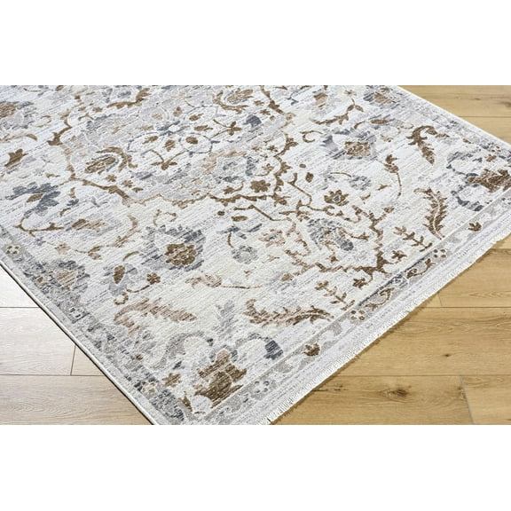 Hauteloom Aldona Living Room, Bedroom Area Rug - Traditional - Ivory, Taupe, Slate Gray - 5'3" x 7'