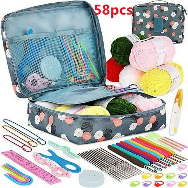 Kits de Rangement Multicolores pour Débutants Kits d'Outils à Tricoter Kits au Crochet Portables Novice à la Main