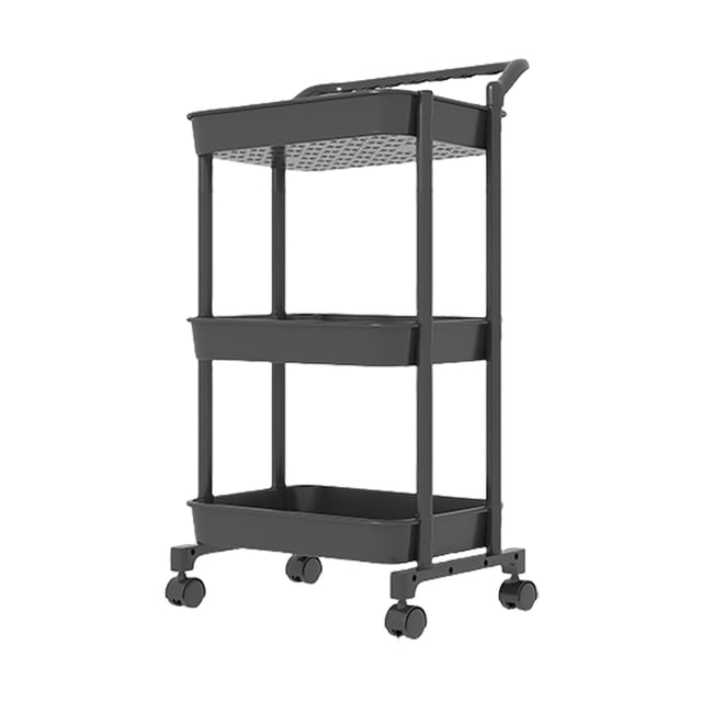 Large Floor Shelving Unit Mobile Storage Cart Adjustable Tier Shelves Kitchen And Bathroom Organizer Snack Storage Rack