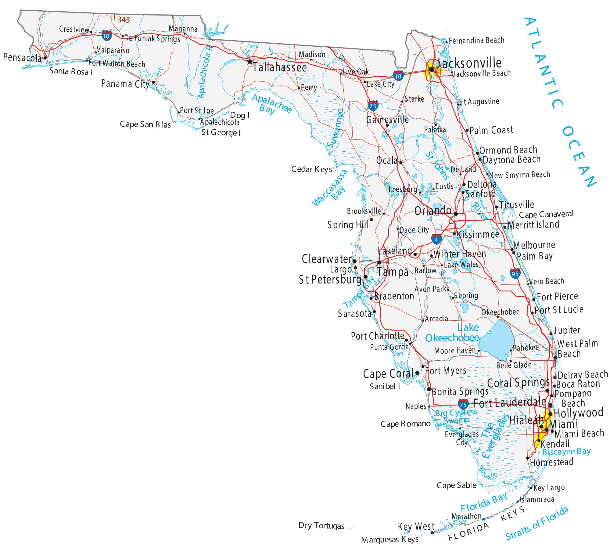 Large Map Of Florida East Coast Mundopiagarcia