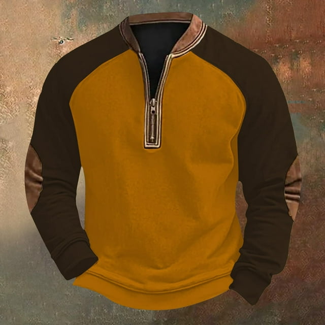 pstuiky Camisas casuales de manga larga para hombre, Sudadera con capucha y cuello redondo para hombre, estampado, manga larga Tops de talla grande para hombre l