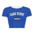 thumbnail image 4 of LINGLANG Cabo Verde Crop Top for Women Cape Verde Flag Letter Printed Short Sleeve T-Shirt Casual Crewneck Slim Fit Tee Summer Outfits, 4 of 4