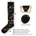 thumbnail image 3 of FORMRS Womens Knee High Socks Casual Long Thick Travel Daily Wear, 2 Pairs, Black Flowers, 3 of 6