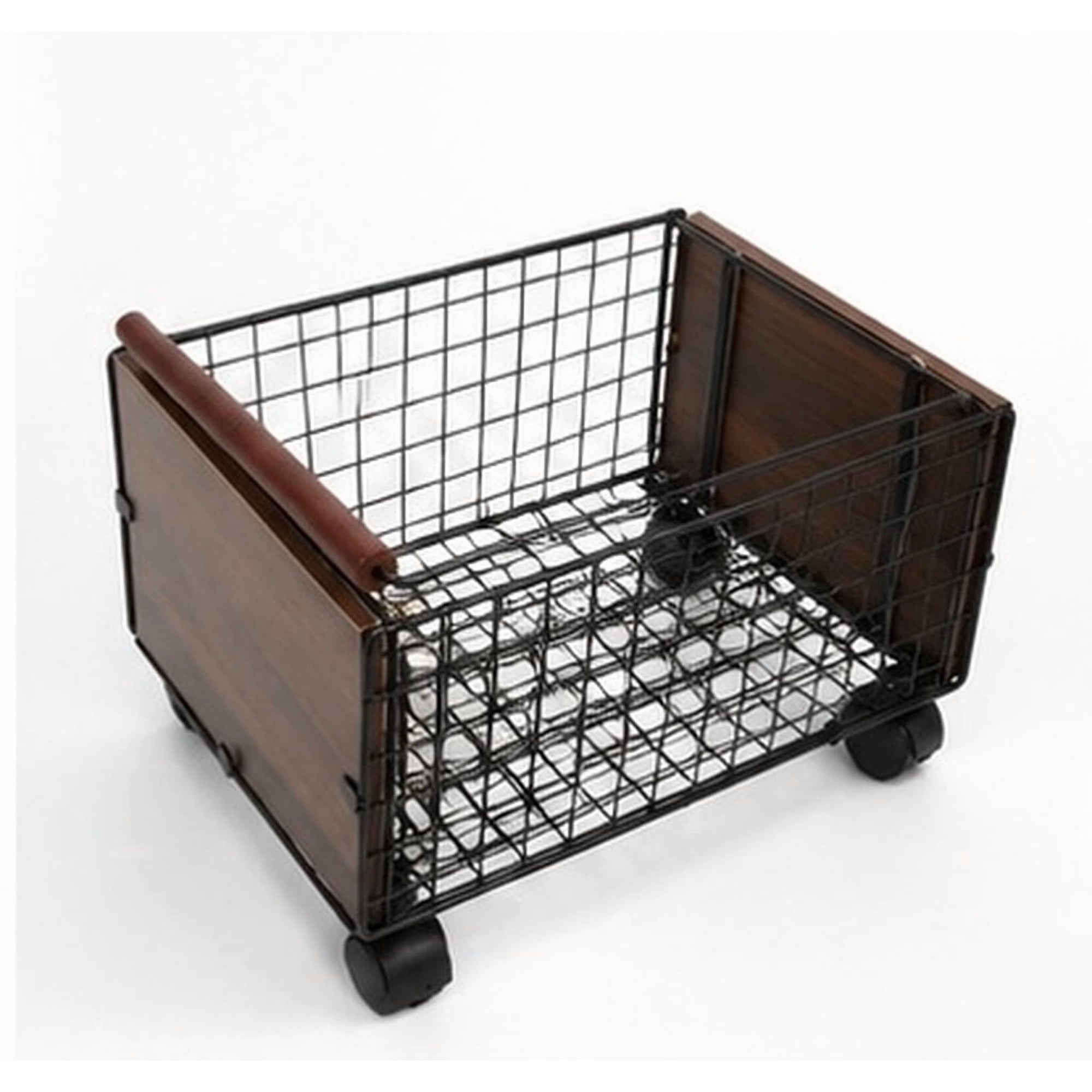 PAMINGONO Black Metal Rolling Library Cart with Wheels Portable Book Storage for Home and Office Use