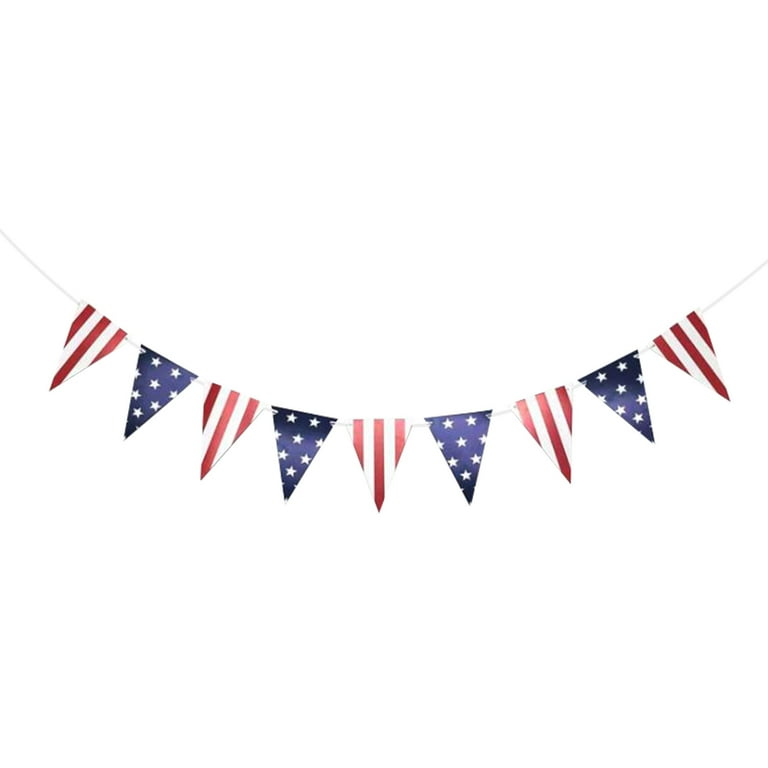 Wovilon Flags Independence Day String Flag Banner Outdoor Party Hanging  Flag Family Decoration