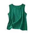 thumbnail image 3 of Nestiefly Linen Tank Tops for Women Summer 2026 Casual Comfy Sleeveless Cotton Shirts Loose Lightweight Gauze Camisoles Dark Green 3XL, 3 of 9