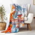 thumbnail image 2 of Flannel Blanket, Snow Sky Bridge Scenery Print Blanket, Machine Washable Soft Warm Blanket, Office Living Room Sofa Air Conditioner Blanket, Christmas Gift, 2 of 4