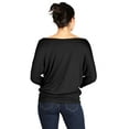thumbnail image 5 of Dolman Tops for Women Sexy Off The Shoulder Tops Banded Waistband Shirts 3/4 Sleeves Regular and Plus Size Tops, 5 of 6