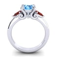 thumbnail image 4 of Diamond-Capitals 2.50 Carat Round Cut Blue Topaz & Garnet Gemstone Fancy Proposal Ring for Ladies Solid 18K White Gold Size 7.5, 4 of 8