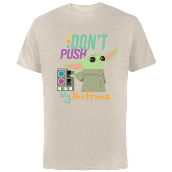 Star Wars The Mandalorian The Child Don't Touch My Buttons - Short Sleeve Cotton T-Shirt for Adults - Customized-Natural
